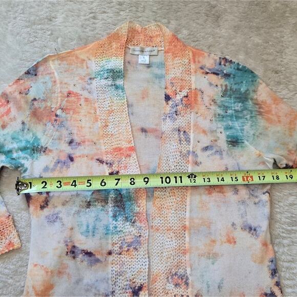 Christopher & Banks Multicolor Watercolor with Rhinestones Cardigan, Size Small - Picture 3 of 8